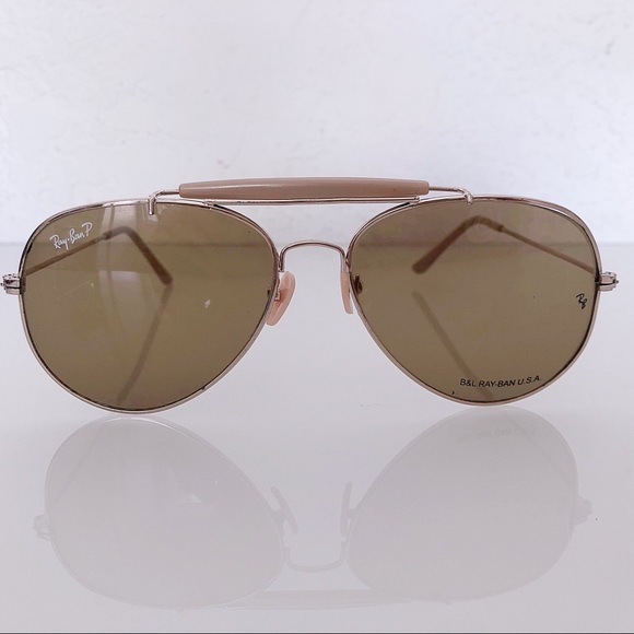 RAY-BAN AVIATOR gold metal sunglasses & light pink main image 6